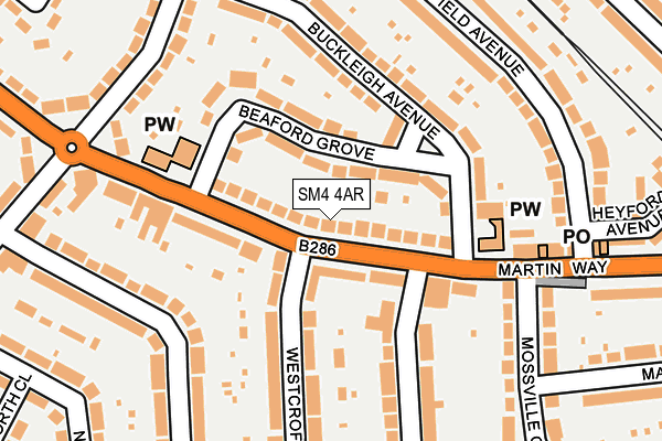 SM4 4AR map - OS OpenMap – Local (Ordnance Survey)