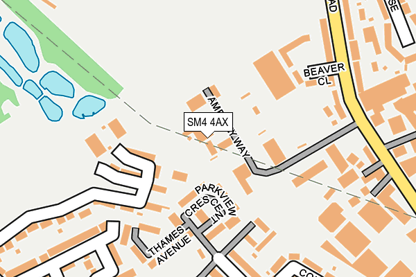 SM4 4AX map - OS OpenMap – Local (Ordnance Survey)