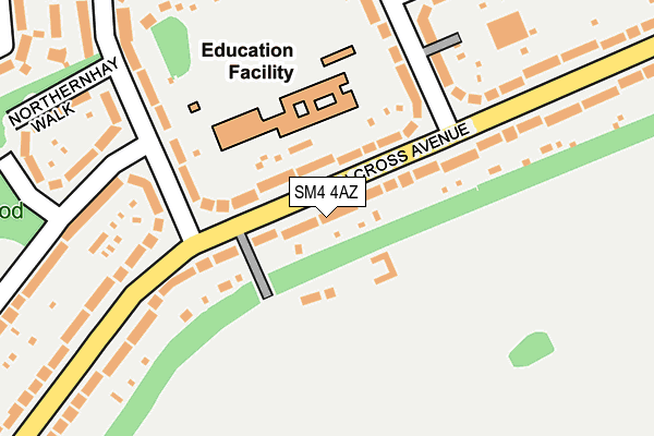 SM4 4AZ map - OS OpenMap – Local (Ordnance Survey)