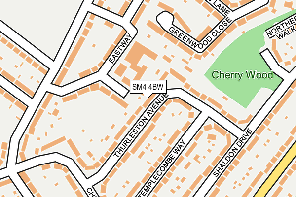SM4 4BW map - OS OpenMap – Local (Ordnance Survey)