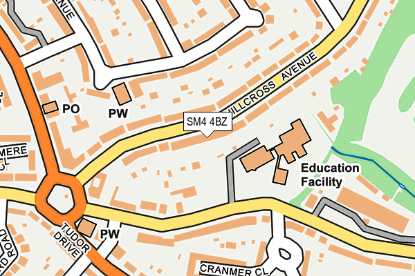 SM4 4BZ map - OS OpenMap – Local (Ordnance Survey)