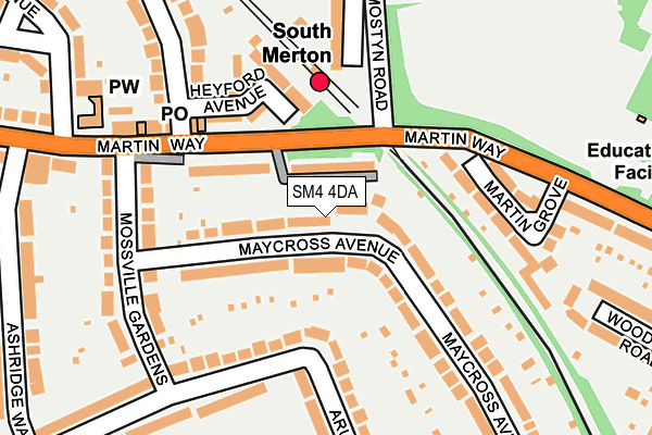 SM4 4DA map - OS OpenMap – Local (Ordnance Survey)