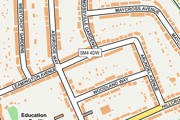 SM4 4DW map - OS OpenMap – Local (Ordnance Survey)