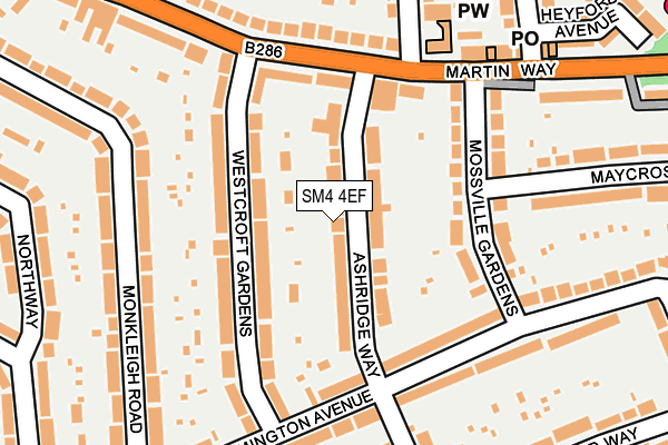 SM4 4EF map - OS OpenMap – Local (Ordnance Survey)