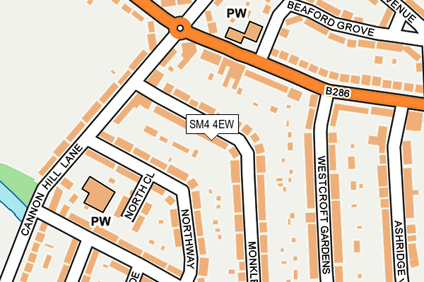 SM4 4EW map - OS OpenMap – Local (Ordnance Survey)