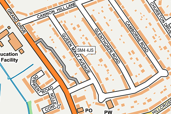SM4 4JS map - OS OpenMap – Local (Ordnance Survey)