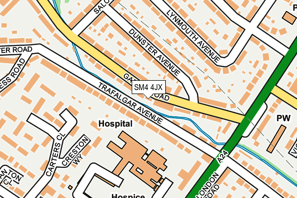 SM4 4JX map - OS OpenMap – Local (Ordnance Survey)