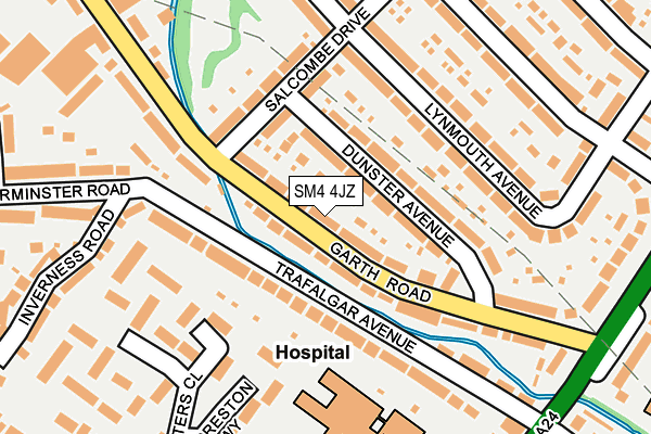 SM4 4JZ map - OS OpenMap – Local (Ordnance Survey)