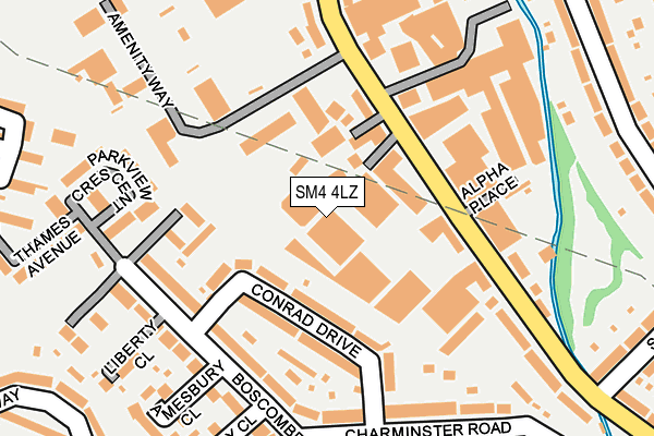 SM4 4LZ map - OS OpenMap – Local (Ordnance Survey)