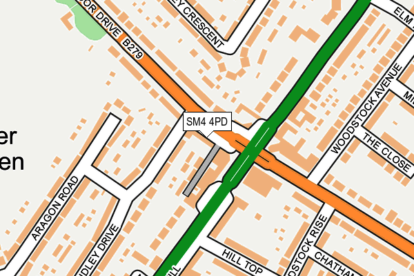 SM4 4PD map - OS OpenMap – Local (Ordnance Survey)