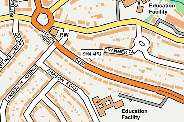 SM4 4PQ map - OS OpenMap – Local (Ordnance Survey)