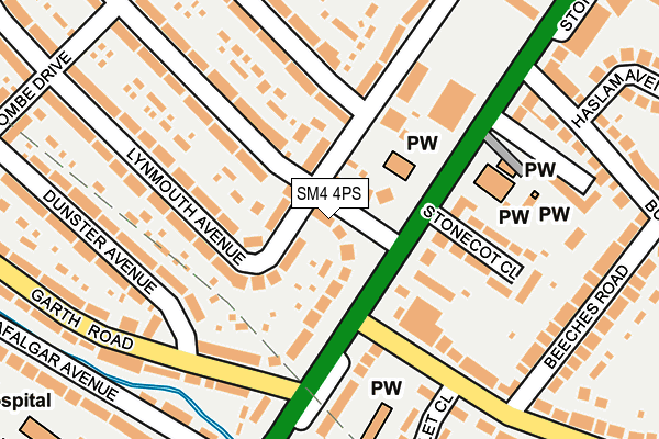 SM4 4PS map - OS OpenMap – Local (Ordnance Survey)