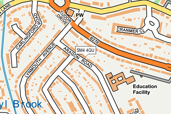 SM4 4QU map - OS OpenMap – Local (Ordnance Survey)