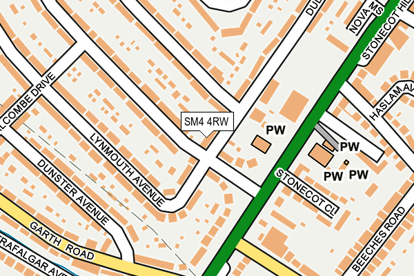 SM4 4RW map - OS OpenMap – Local (Ordnance Survey)