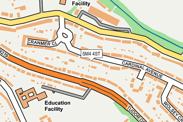 SM4 4ST map - OS OpenMap – Local (Ordnance Survey)