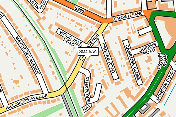 SM4 5AA map - OS OpenMap – Local (Ordnance Survey)