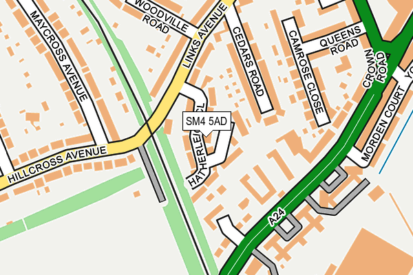 SM4 5AD map - OS OpenMap – Local (Ordnance Survey)