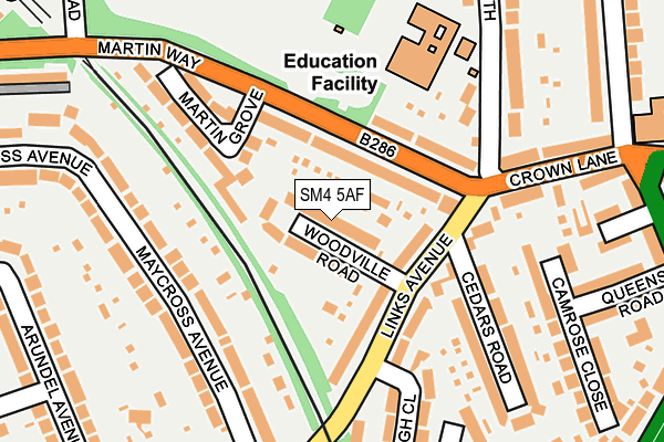 SM4 5AF map - OS OpenMap – Local (Ordnance Survey)