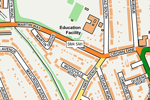 SM4 5AH map - OS OpenMap – Local (Ordnance Survey)
