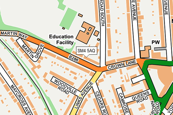 SM4 5AQ map - OS OpenMap – Local (Ordnance Survey)