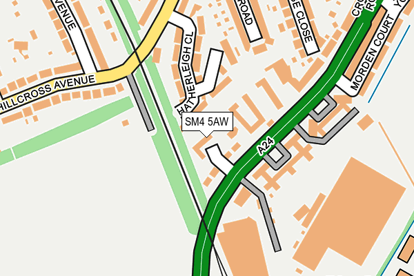 SM4 5AW map - OS OpenMap – Local (Ordnance Survey)