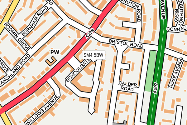 SM4 5BW map - OS OpenMap – Local (Ordnance Survey)