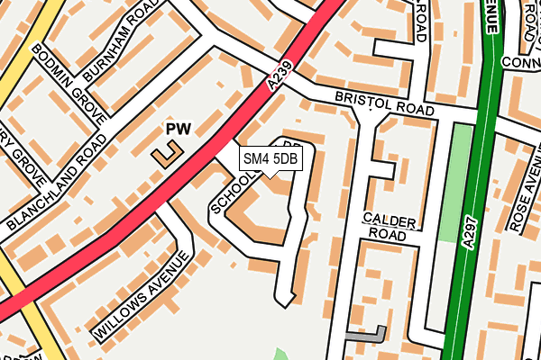 SM4 5DB map - OS OpenMap – Local (Ordnance Survey)