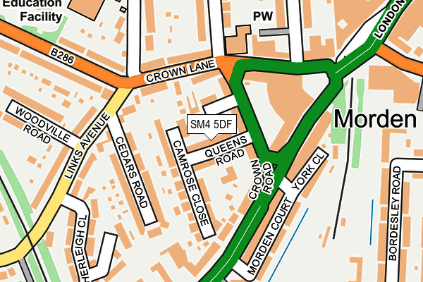 SM4 5DF map - OS OpenMap – Local (Ordnance Survey)