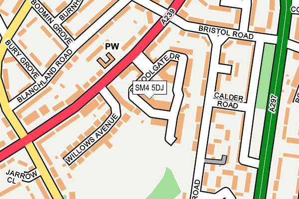 SM4 5DJ map - OS OpenMap – Local (Ordnance Survey)