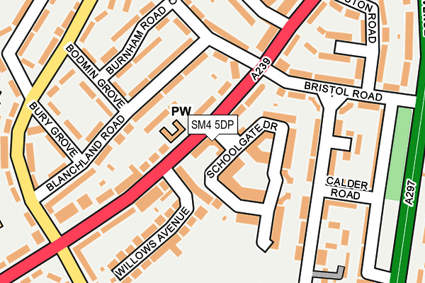 SM4 5DP map - OS OpenMap – Local (Ordnance Survey)
