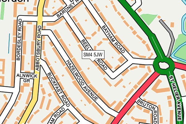SM4 5JW map - OS OpenMap – Local (Ordnance Survey)
