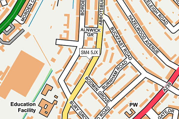 SM4 5JX map - OS OpenMap – Local (Ordnance Survey)