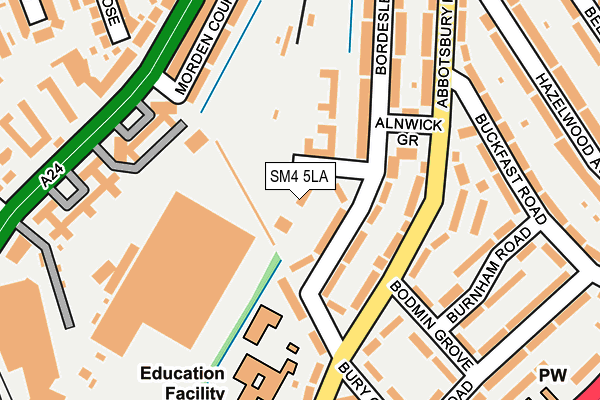 SM4 5LA map - OS OpenMap – Local (Ordnance Survey)