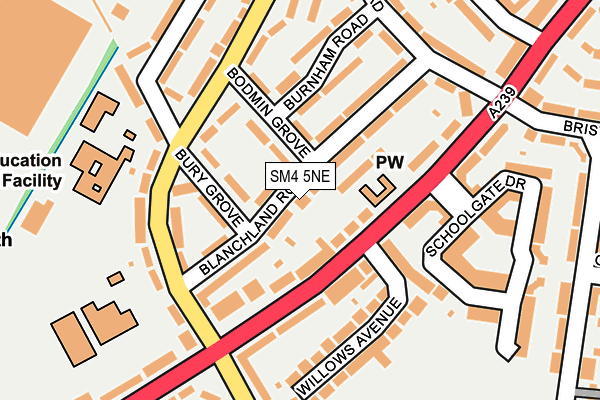 SM4 5NE map - OS OpenMap – Local (Ordnance Survey)