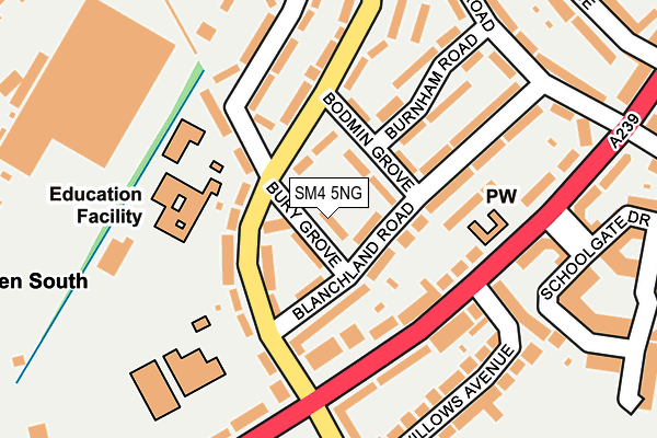 SM4 5NG map - OS OpenMap – Local (Ordnance Survey)