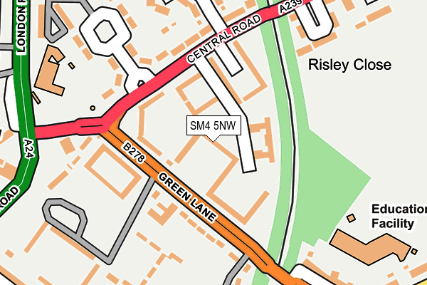 SM4 5NW map - OS OpenMap – Local (Ordnance Survey)
