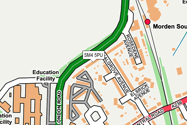 SM4 5PU map - OS OpenMap – Local (Ordnance Survey)