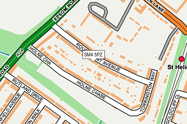 SM4 5PZ map - OS OpenMap – Local (Ordnance Survey)