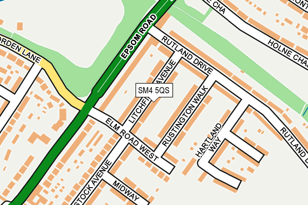 SM4 5QS map - OS OpenMap – Local (Ordnance Survey)