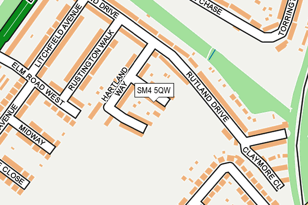 SM4 5QW map - OS OpenMap – Local (Ordnance Survey)