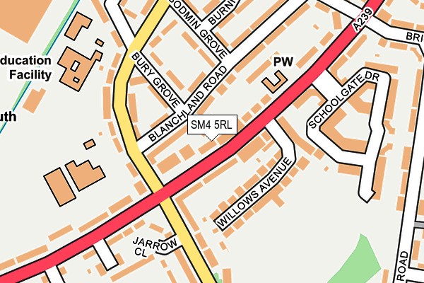 SM4 5RL map - OS OpenMap – Local (Ordnance Survey)