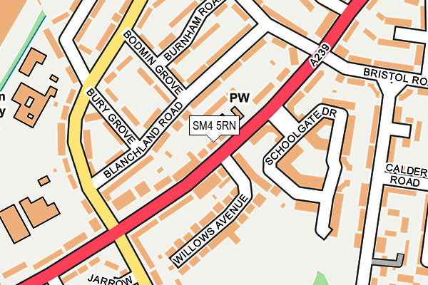 SM4 5RN map - OS OpenMap – Local (Ordnance Survey)