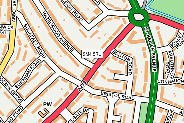 SM4 5RU map - OS OpenMap – Local (Ordnance Survey)
