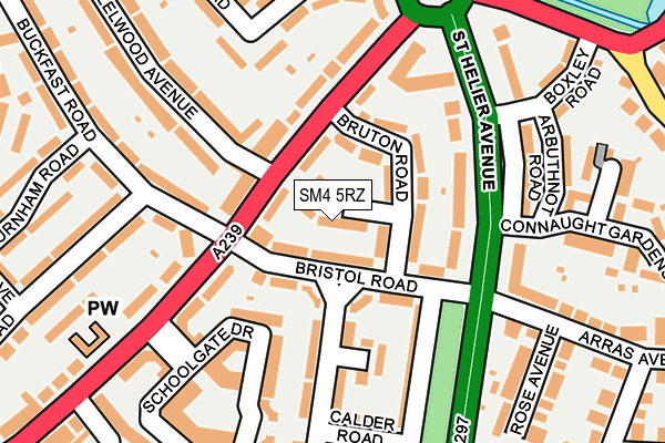 SM4 5RZ map - OS OpenMap – Local (Ordnance Survey)