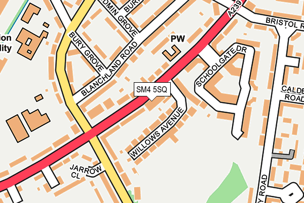 SM4 5SQ map - OS OpenMap – Local (Ordnance Survey)