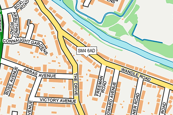 SM4 6AD map - OS OpenMap – Local (Ordnance Survey)