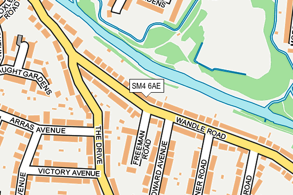 SM4 6AE map - OS OpenMap – Local (Ordnance Survey)