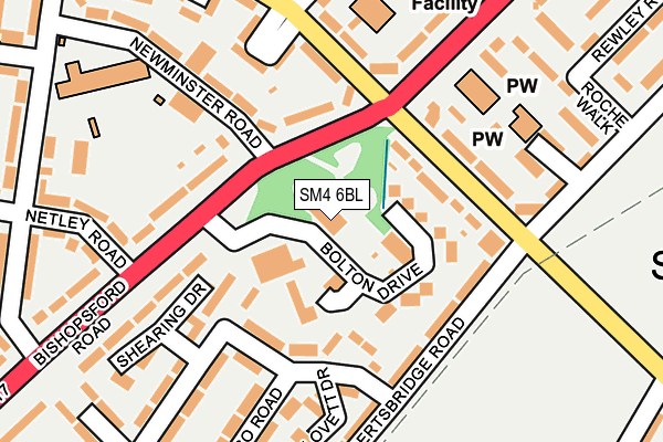 SM4 6BL map - OS OpenMap – Local (Ordnance Survey)