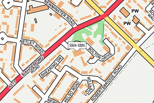 SM4 6BN map - OS OpenMap – Local (Ordnance Survey)