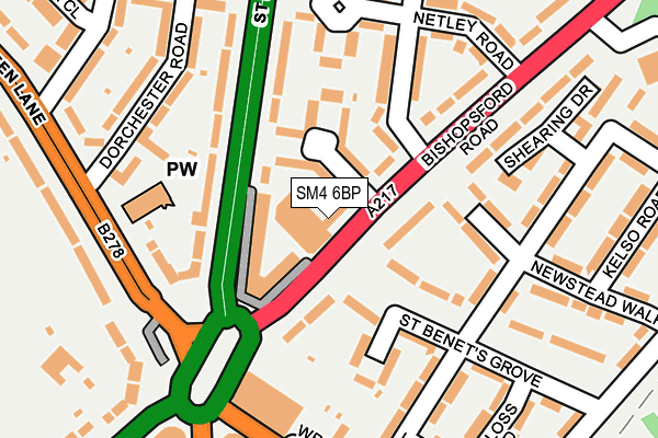 SM4 6BP map - OS OpenMap – Local (Ordnance Survey)